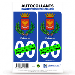 2 Autocollants plaque immatriculation Auto : Palerme Ville - Armoiries