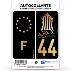 2 Autocollants plaque immatriculation Auto 44 La Baule - Ville en Or