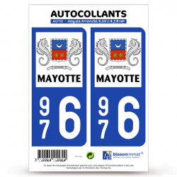 2 Autocollants plaque immatriculation Auto 976 Mayotte - LogoType