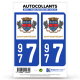 2 Autocollants plaque immatriculation Auto 977 Saint-Barthélemy - Collectivité