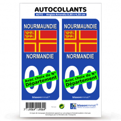 2 Autocollants plaque immatriculation Auto Normandie - Croix de Saint Olaf II