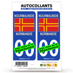 2 Autocollants plaque immatriculation Auto Normandie - Croix de Saint Olaf