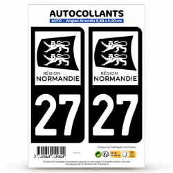 2 Autocollants plaque immatriculation Auto 27 Eure - Normandie Bi-ton