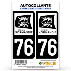 2 Autocollants plaque immatriculation Auto 76 Seine-Maritime - Normandie Bi-ton