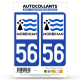 2 Autocollants plaque immatriculation Auto 56 Morbihan - Département