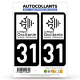 2 Autocollants plaque immatriculation Auto 31 Haute-Garonne - Occitanie Bi-ton