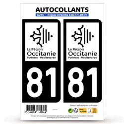 2 Autocollants plaque immatriculation Auto 81 Tarn - Occitanie Bi-ton