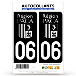 2 Autocollants plaque immatriculation Auto 06 Alpes-Maritimes - PACA Bi-ton