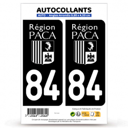 2 Autocollants plaque immatriculation Auto 84 Vaucluse - PACA Bi-ton