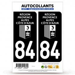 2 Autocollants plaque immatriculation Auto 84 Vaucluse - Région Sud Bi-ton