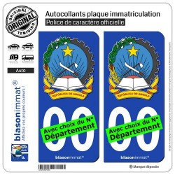blasonimmat 2 Autocollants Plaque immatriculation Auto : Angola - Armoiries