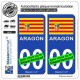 blasonimmat 2 Autocollants Plaque immatriculation Auto : Aragon - Drapeau