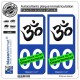 blasonimmat 2 Autocollants Plaque immatriculation Auto : Aum Om - Symbole Hindou