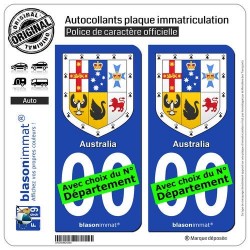 blasonimmat 2 Autocollants Plaque immatriculation Auto : Australie - Armoiries