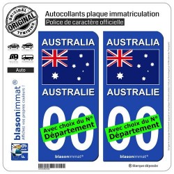 blasonimmat 2 Autocollants Plaque immatriculation Auto : Australie - Drapeau