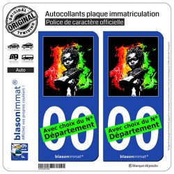 blasonimmat 2 Autocollants Plaque immatriculation Auto : Baby Rasta