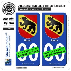 blasonimmat 2 Autocollants Plaque immatriculation Auto : Berne - Armoiries