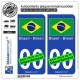 blasonimmat 2 Autocollants Plaque immatriculation Auto : Brésil - Drapeau