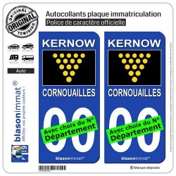 blasonimmat 2 Autocollants Plaque immatriculation Auto : Cornouailles - Drapeau du Duc