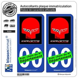 blasonimmat 2 Autocollants Plaque immatriculation Auto : Corvette - Racing