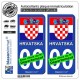 blasonimmat 2 Autocollants Plaque immatriculation Auto : Croatie - Armoiries Drapées