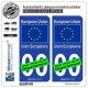 blasonimmat 2 Autocollants Plaque immatriculation Auto : Europe - Drapeau