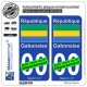 blasonimmat 2 Autocollants Plaque immatriculation Auto : Gabon - Drapeau
