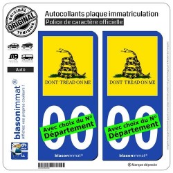 blasonimmat 2 Autocollants Plaque immatriculation Auto : Gadsden - Drapeau