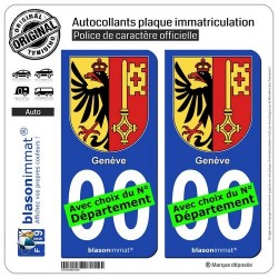 blasonimmat 2 Autocollants Plaque immatriculation Auto : Genève - Armoiries