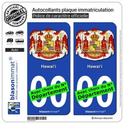 blasonimmat 2 Autocollants Plaque immatriculation Auto : Hawaï - Armoiries