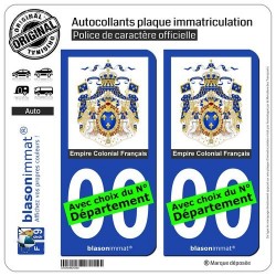 blasonimmat 2 Autocollants Plaque immatriculation Auto : Ancienne Colonie Française - Armoiries