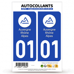 Autocollant plaque immatriculation 01 Auvergne-Rhône-Alpes - LogoType