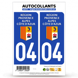 2 Autocollants plaque immatriculation Auto 04 Région Sud - LogoType