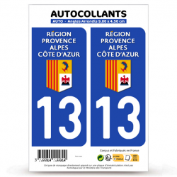 2 Autocollants plaque immatriculation Auto 13 Région Sud - LogoType