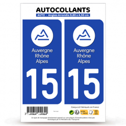 Autocollant plaque immatriculation 15 Auvergne-Rhône-Alpes - LogoType