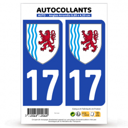 2 Autocollants plaque immatriculation Auto 17 Nouvelle-Aquitaine - LogoType