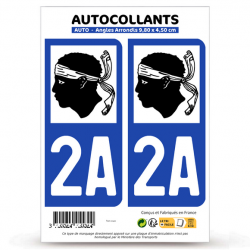 2 Autocollants plaque immatriculation Auto 2A Corse - LogoType