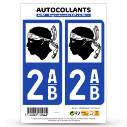 2 Autocollants plaque immatriculation Auto 2AB Corse - LogoType