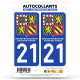 2 Autocollants immatriculation Auto 21 Bourgogne-Franche-Comté - LogoType II