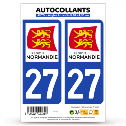2 Stickers de plaque d'immatriculation auto 27 Normandie - LogoType