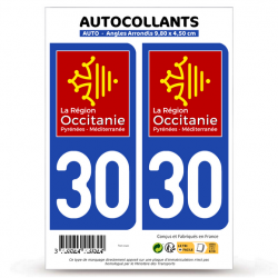 2 Autocollants plaque imatriculation Auto 30 Occitanie - LogoType