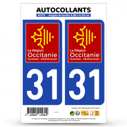 2 Autocollants plaque imatriculation Auto 31 Occitanie - LogoType