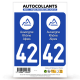 2 Autocollants plaque immatriculation Auto 42 Auvergne-Rhône-Alpes - LogoType