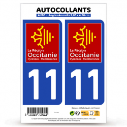 2 Autocollants plaque imatriculation Auto 11 Occitanie - LogoType