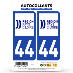 2 Stickers département 44 Pays de la Loire - LogoType II