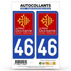 2 Autocollants plaque imatriculation Auto 46 Occitanie - LogoType