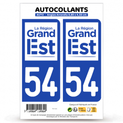 2 Autocollants plaque immatriculation Auto 54 Meurthe-et-Moselle - Grand-Est II