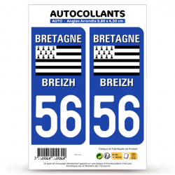 2 Stickers département 56 Bretagne - LogoType