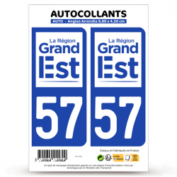 2 Autocollants plaque immatriculation Auto 57 Moselle - Grand-Est II