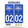 2 Autocollants plaque immatriculation 02 Château-Thierry - Armoiries